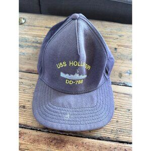 Vintage Otto‎ USS Hollister hat DD-788 Blue velcro back military USA